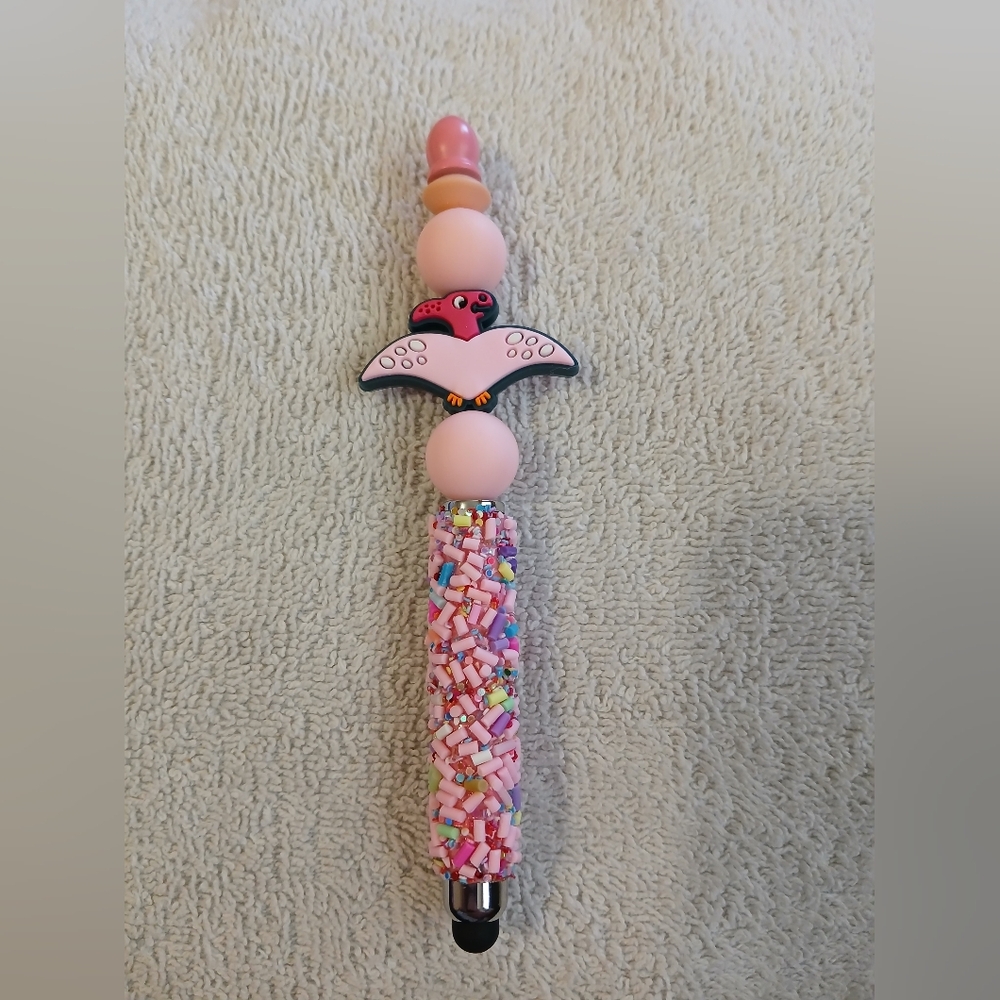Pink Flamingo Beaded Stylus Pen